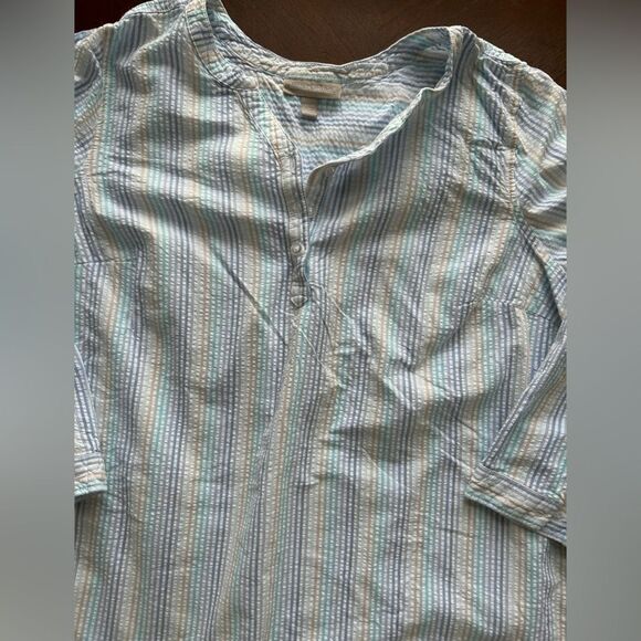 🦠3 For $21🦠Woman Within Blue Striped Blouse - Picture 2 of 7